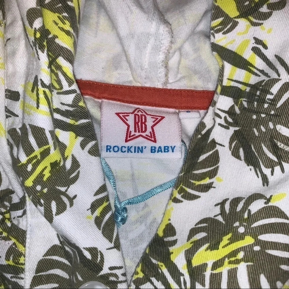 Rockin’ Baby Palm Tree Graphic Hooded Jacket, 100% Cotton, sz 6
